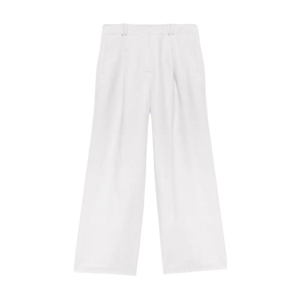 Mint Velvet Cream Linen Blend Pleated Wide Leg Trousers
